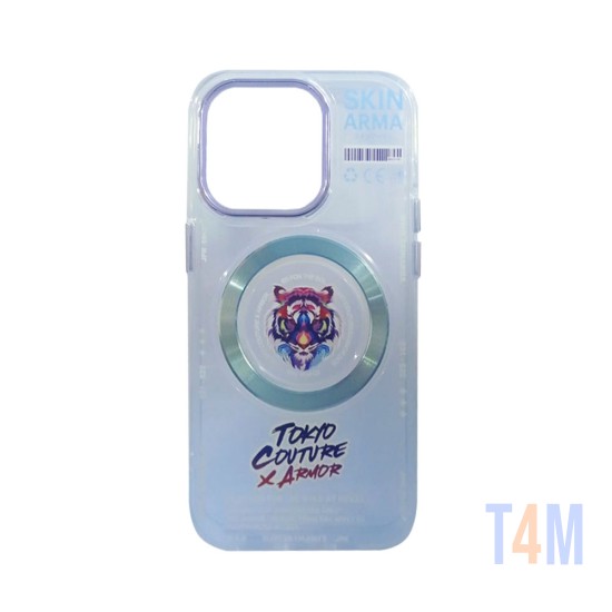 Capa Magnetic Skinarma Para Apple iPhone 14 Pro Max Azul Claro